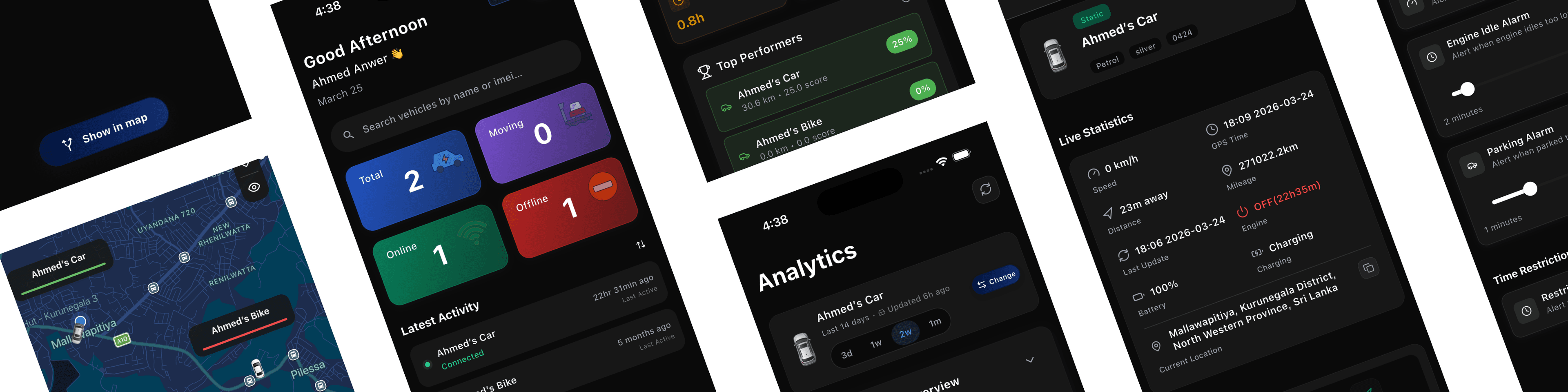Fleet report summary with alert controls, map view, and analytics panel