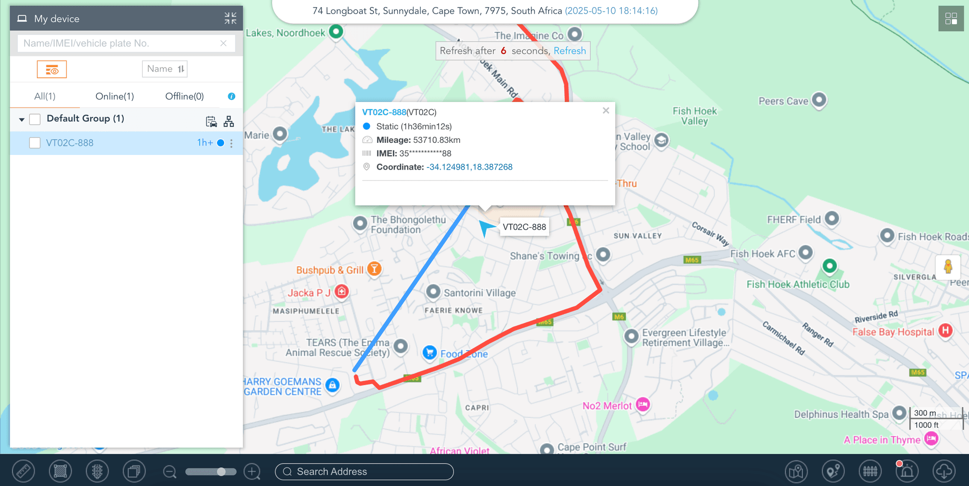 GPS tracking dashboard